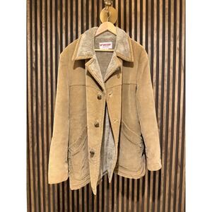 Vintage 70s McGregor Mens fleece Lined Corduroy Heavy Jacket Coat Size 46 Long